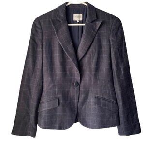 Armani Collezioni Blue Plaid One Button Blazer